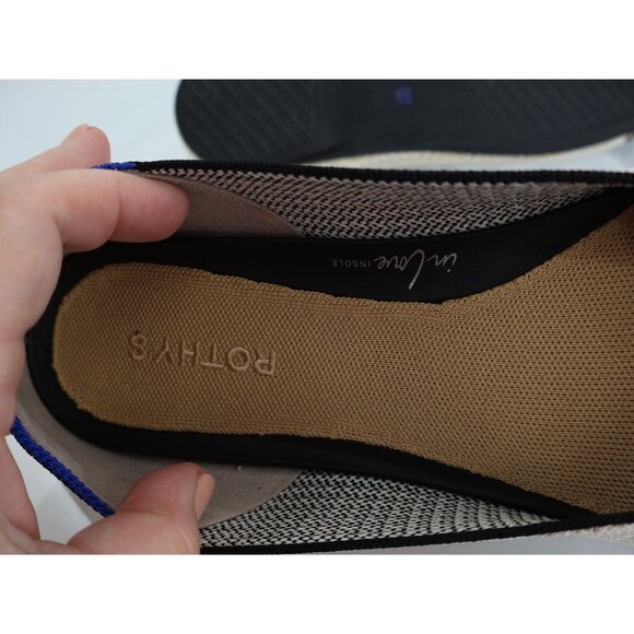 Rothy's Coco The Ballet Flat Cream Black Woven Bow Tie Flats Size 13 - Picture 9 of 12